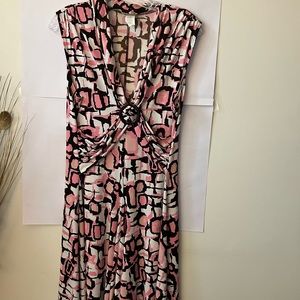 EUC M•K•M Designs Pink/White/Brown Dress Women’s Size 1X